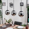 Gastor hanging light, globe light chrome, Smoke-coloured, 3-light sources