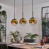 Gastor hanging light, globe light gold, clear, 3-light sources