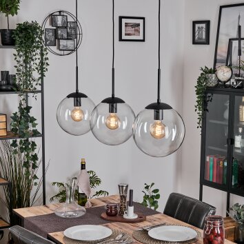 Gastor hanging light, globe light black, 3-light sources