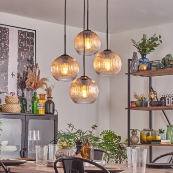 Koyoto hanging light, globe light 35 cm Amber, clear, 4-light sources