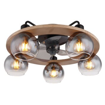 Globo lighting LAMOTTA Ceiling fan light black, 5-light sources, Remote control