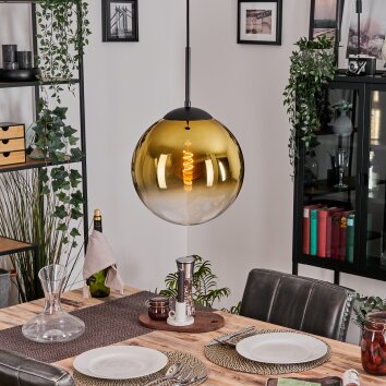 Gastor hanging light, globe light 30 cm gold, clear, 1-light source