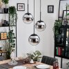 Gastor hanging light, globe light chrome, Smoke-coloured, 3-light sources