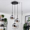 Gastor hanging light, globe light chrome, Smoke-coloured, 3-light sources
