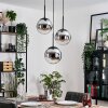 Gastor hanging light, globe light chrome, Smoke-coloured, 3-light sources