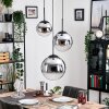 Gastor hanging light, globe light chrome, Smoke-coloured, 3-light sources
