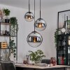 Gastor hanging light, globe light chrome, Smoke-coloured, 3-light sources