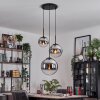 Gastor hanging light, globe light chrome, Smoke-coloured, 3-light sources