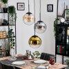 Gastor hanging light, globe light Amber, gold, clear, Smoke-coloured, 3-light sources