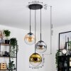 Gastor hanging light, globe light Amber, gold, clear, Smoke-coloured, 3-light sources