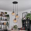 Gastor hanging light, globe light Amber, clear, 3-light sources