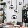 Gastor hanging light, globe light chrome, clear, Smoke-coloured, 3-light sources