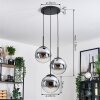 Gastor hanging light, globe light chrome, clear, Smoke-coloured, 3-light sources
