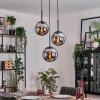 Gastor hanging light, globe light chrome, Smoke-coloured, 3-light sources