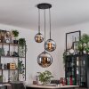 Gastor hanging light, globe light chrome, Smoke-coloured, 3-light sources