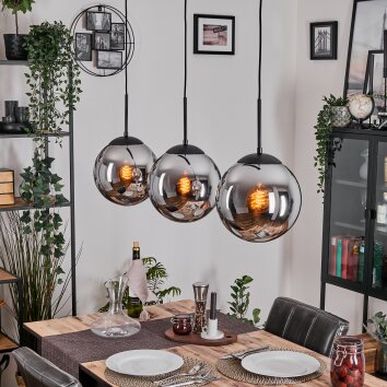 Gastor hanging light, globe light black, 3-light sources