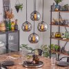 Koyoto hanging light, globe light chrome, Smoke-coloured, 4-light sources