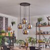 Koyoto hanging light, globe light chrome, Smoke-coloured, 4-light sources