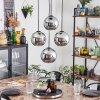 Koyoto hanging light, globe light chrome, Smoke-coloured, 4-light sources