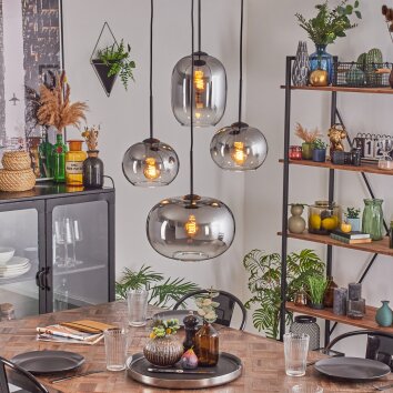 Apedo hanging light, globe light, pendant light clear, Smoke-coloured, 4-light sources