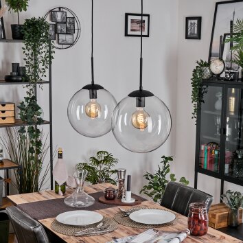 Gastor hanging light, globe light, pendant light clear, 2-light sources