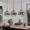Gastor hanging light, globe light, pendant light chrome, clear, Smoke-coloured, 3-light sources