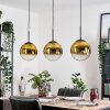 Gastor hanging light, globe light, pendant light gold, clear, 3-light sources