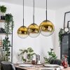 Gastor hanging light, globe light, pendant light gold, clear, 3-light sources