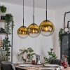 Gastor hanging light, globe light, pendant light gold, clear, 3-light sources