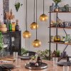 Koyoto hanging light, globe light, pendant light 35 cm gold, clear, 4-light sources