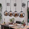 Gastor hanging light, globe light, pendant light chrome, Smoke-coloured, 4-light sources