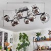 Gastor ceiling light, globe light chrome, Smoke-coloured, 10-light sources