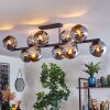 Gastor ceiling light, globe light chrome, Smoke-coloured, 10-light sources