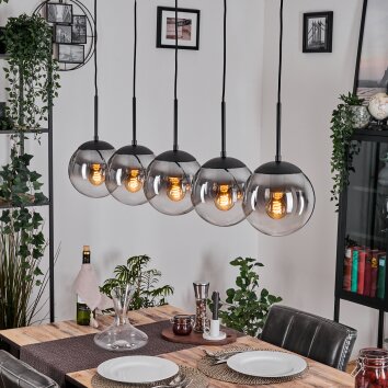Gastor hanging light, globe light, pendant light clear, Smoke-coloured, 5-light sources