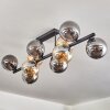 Gastor ceiling light, globe light Amber, Smoke-coloured, 10-light sources