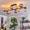 Gastor ceiling light, globe light Amber, Smoke-coloured, 10-light sources