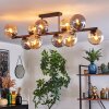 Gastor ceiling light, globe light Amber, Smoke-coloured, 10-light sources