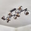 Gastor ceiling light, globe light chrome, clear, Smoke-coloured, 10-light sources