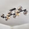 Koyoto ceiling light, globe light Amber, clear, Smoke-coloured, 10-light sources