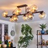 Gastor ceiling light, globe light Amber, clear, Smoke-coloured, 10-light sources