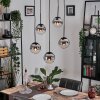 Gastor hanging light, globe light, pendant light chrome, clear, Smoke-coloured, 5-light sources