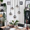 Gastor hanging light, globe light, pendant light chrome, clear, Smoke-coloured, 5-light sources