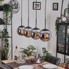 Gastor hanging light, globe light, pendant light chrome, Smoke-coloured, 4-light sources