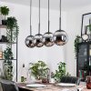 Gastor hanging light, globe light, pendant light chrome, Smoke-coloured, 4-light sources
