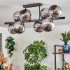 Gastor ceiling light, globe light chrome, Smoke-coloured, 8-light sources