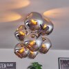 Gastor ceiling light, globe light chrome, Smoke-coloured, 8-light sources