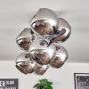 Gastor ceiling light, globe light chrome, Smoke-coloured, 8-light sources