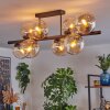 Gastor ceiling light, globe light Amber, clear, 8-light sources