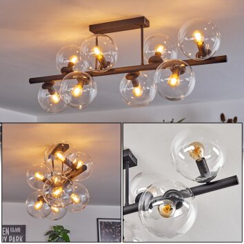 Gastor ceiling light, globe light clear, 8-light sources