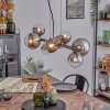 Chehalis hanging light, globe light, pendant light chrome, clear, Smoke-coloured, 8-light sources